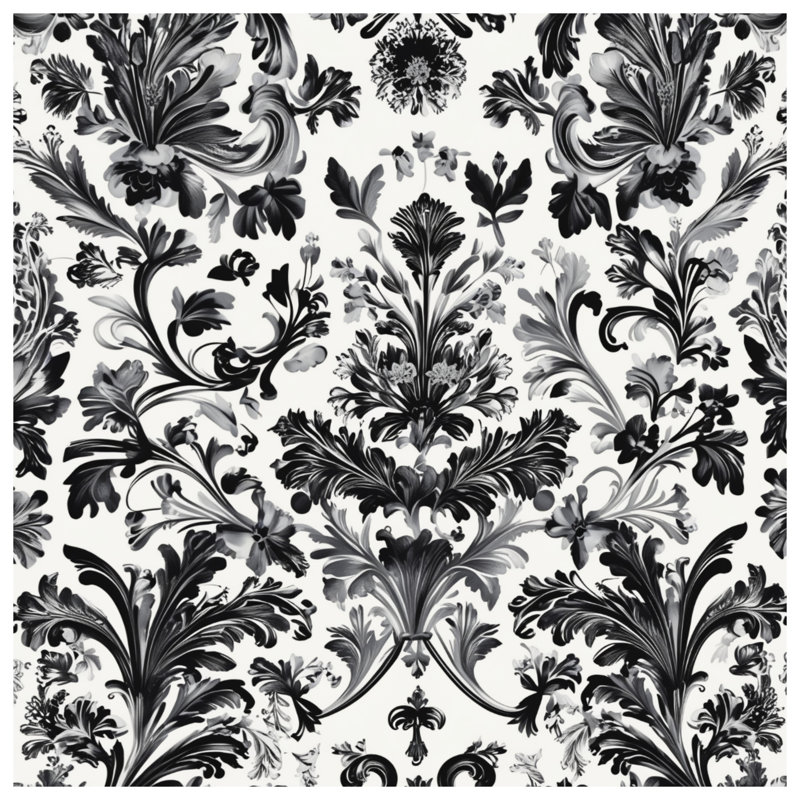 Couvertures damassées noires et blanches, L 60 po x H 80 po