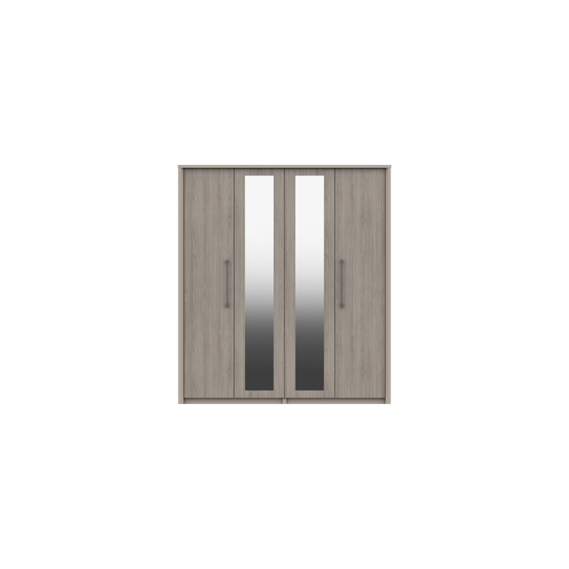 Wyman 4 Door Manufactured Wood Wardrobe, Fired Earth/Grey Oak