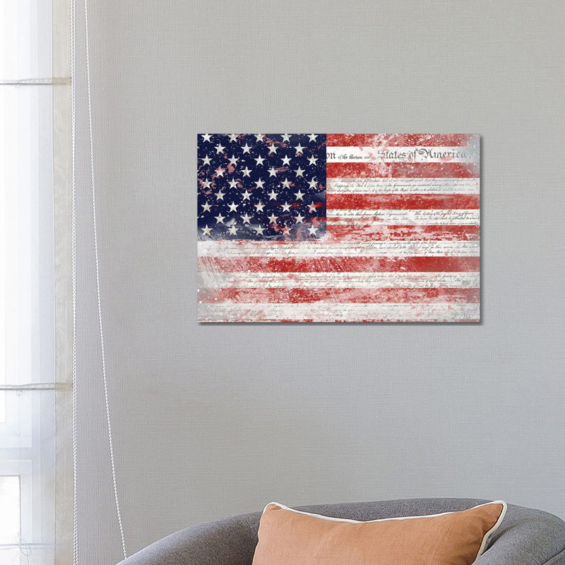 États-Unis par Nan-impression, H 18 po x l 26 po x P 1,5 po, Toile tendue