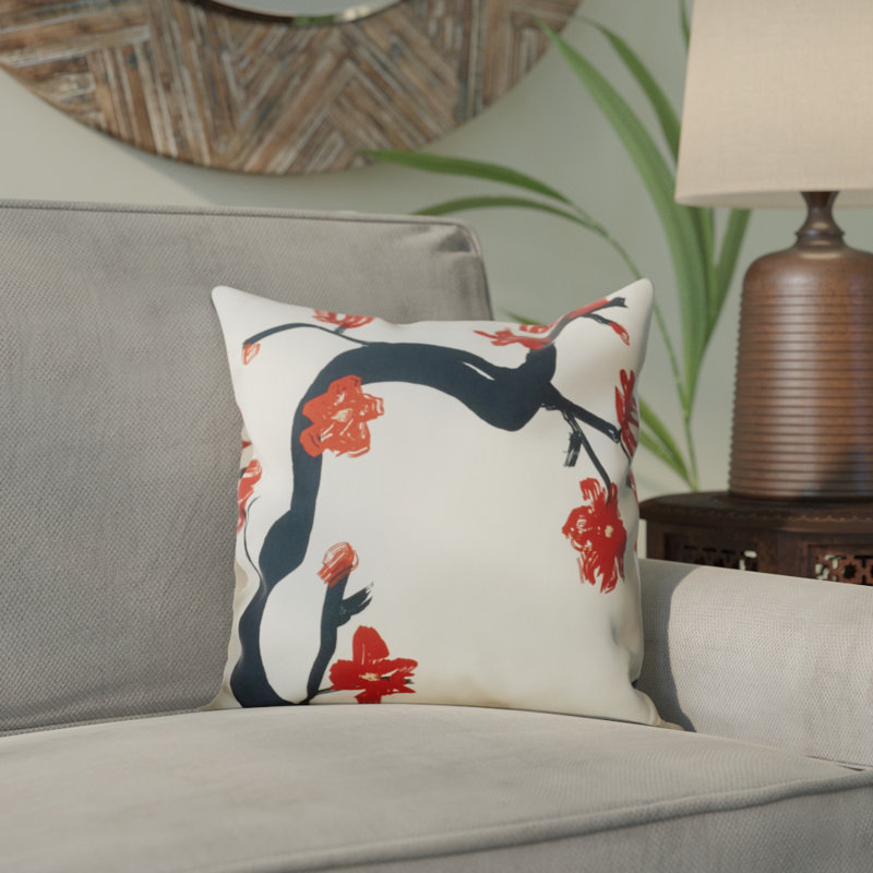 Floral Reversible Throw Pillow, 20" H x 20" W, Blue