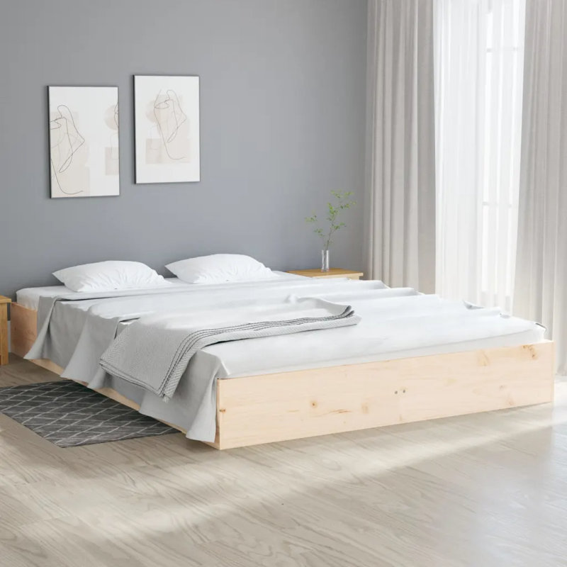 Bed Frame Solid Wood, Brown, European Kingsize (160 x 200 cm)