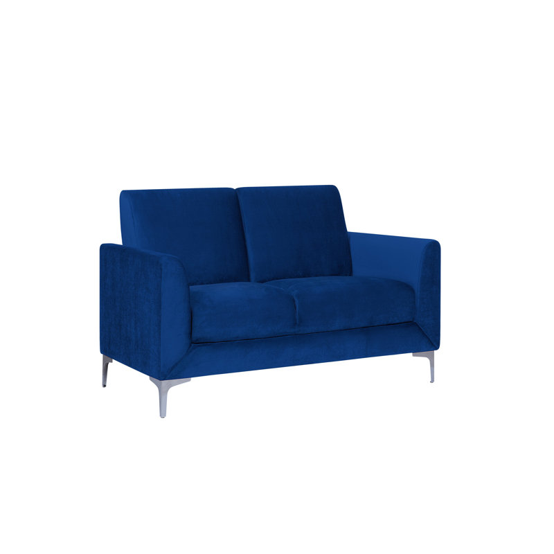Rhomb Velvet Loveseat, Blue