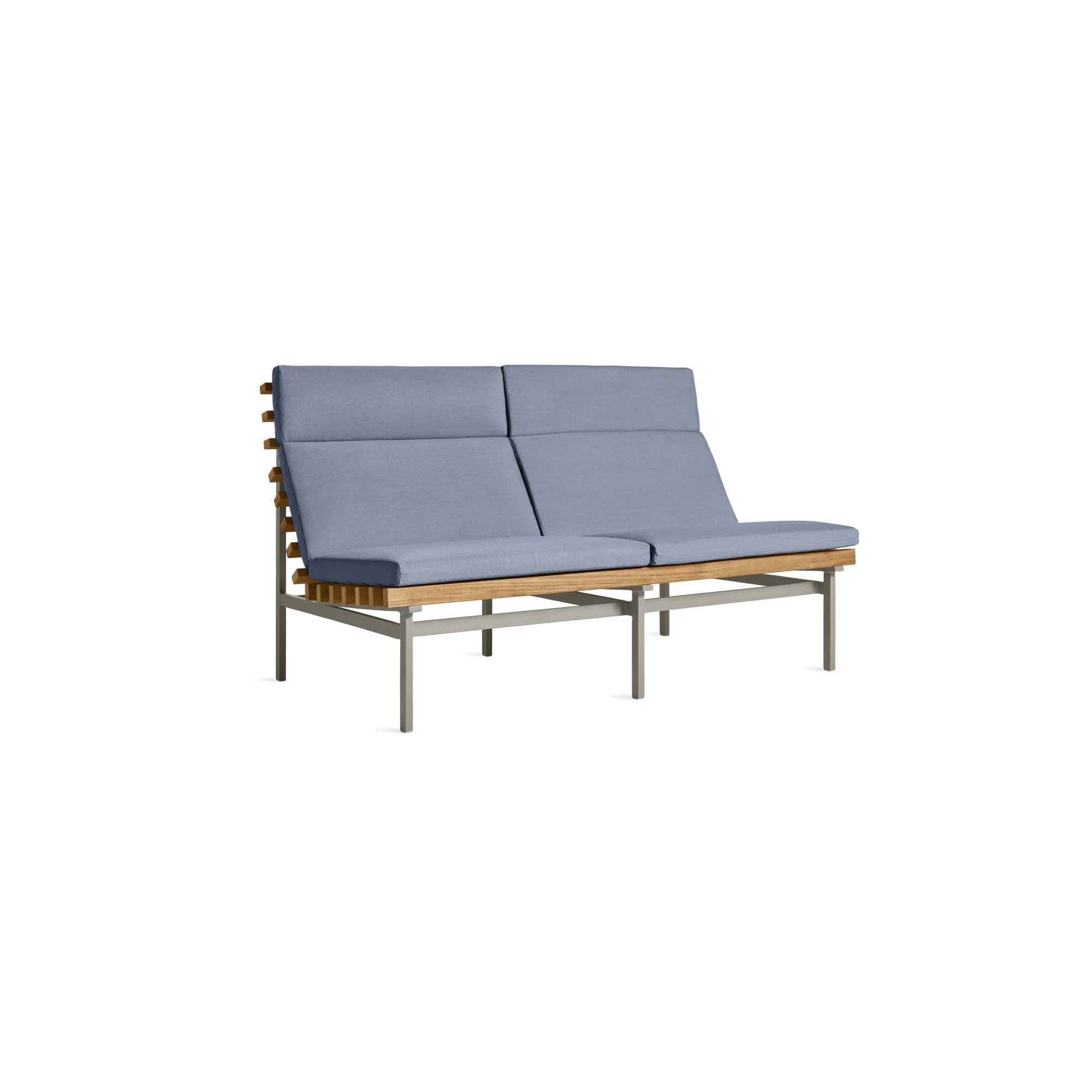 Perch 59'' Wide Powder Coated Aluminum Loveseat with Cushions, Sunbrella Haze, Charcoal