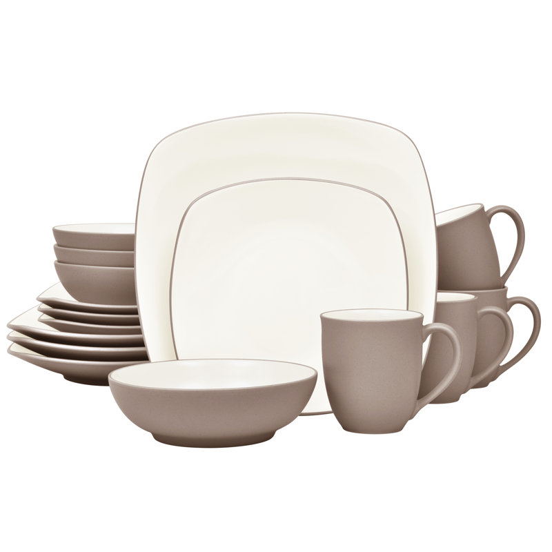 Noritake Colorwave 16-Piece Square Dinnerware Set, Service for 4, Clay