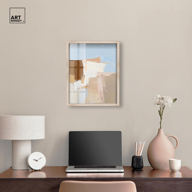 «Earth and Ether Shadowbox Print», art mural moderne par Art Remedy, H 21 po x l 17 po, Crème, crème
