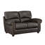 Causeuse en cuir brun foncé avec accoudoirs roulés et garniture cloutée 1pc