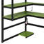 Lit mezzanine en bois avec bureau, support de rangement latéral, tablettes multiples et lumière RVB-733790029-733790067