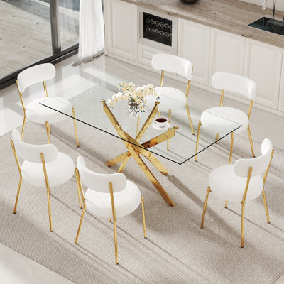 Rectangle Glass Pedestal Dining Set
