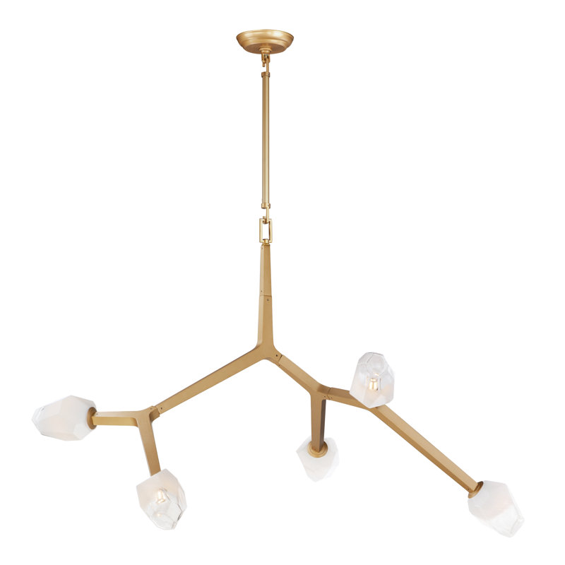 Dreanda 5 - Light Dimmable Modern Linear Chandelier, Natural Aged Brass