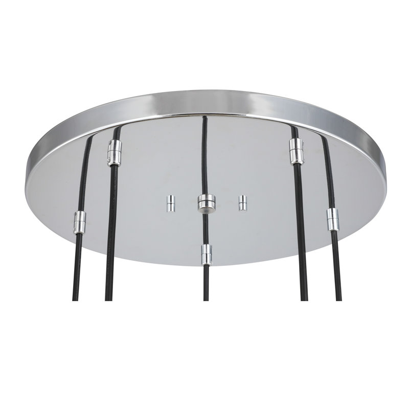 Luminaire suspendu géométrique à 5 lumières Angeline, Chrome