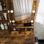 Table de coiffeuse avec miroir et lumières DEL réglables, prise de courant, support pour séchoir à cheveux et tabouret - Coiffeuse compacte pour petites chambres (rétro)-507938558
