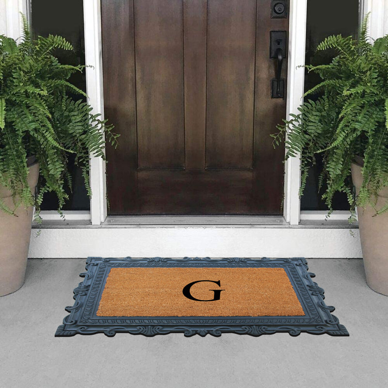 Paillasson à motif de monogramme de 24 po x 36 po Carson, G, Noir