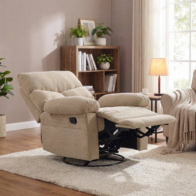 Fauteuil inclinable à bascule pivotant manuel moderne de 34 po de largeur et rembourré à 360 ° Fauteuil coulissant inclinable et pivotant à 360 °