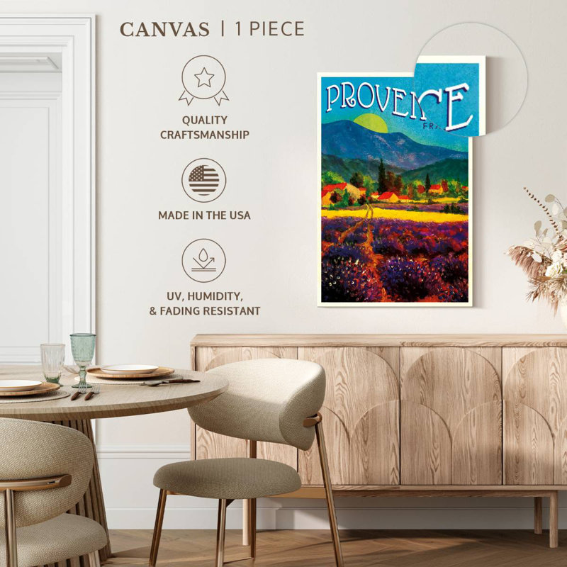 Affiche rétro Provence France, H 24 po x l 16 po