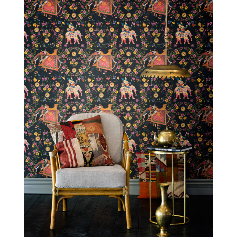 World Of Fabrics Wallpaper Roll, Yellow/Red/Black