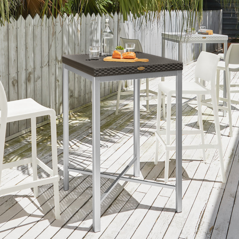 Raia Resin Outdoor Bar Table, Brown