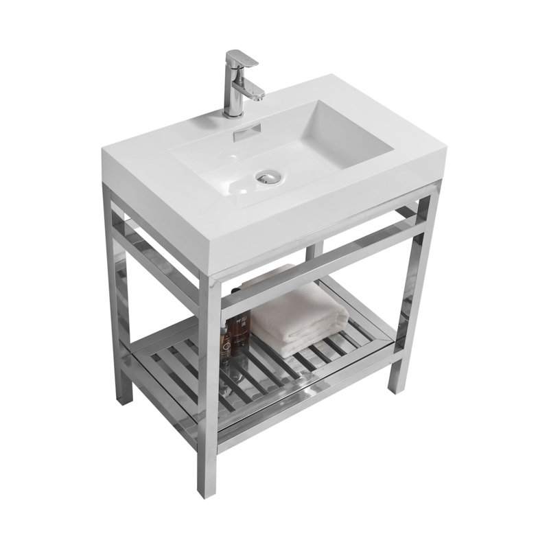 Halesowen 29.5'' Single Bathroom Vanity with Acrylic Top, Chrome