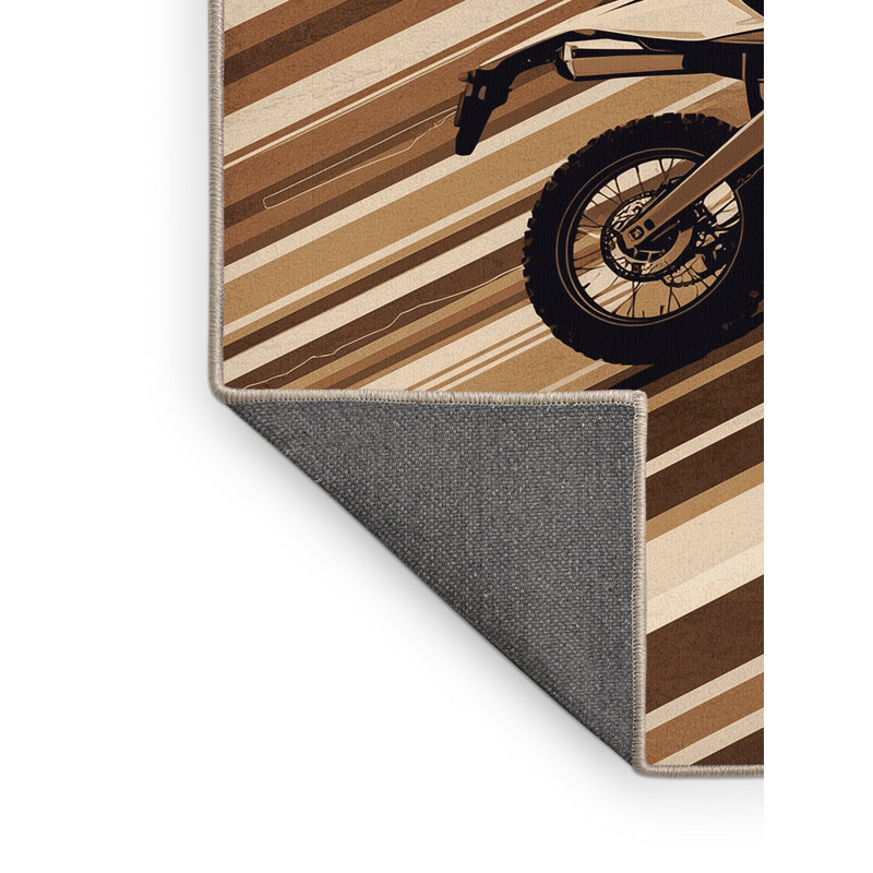 Tapis moelleux et moelleux à rayures rustiques en velours brun et beige, 2 x 5