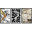 " White & Gold Marble Pattern And Tropical Leaves Abstract Shape Illustration Modern Art Chic " 3 - Pieces on Canvas-98697680-98697681