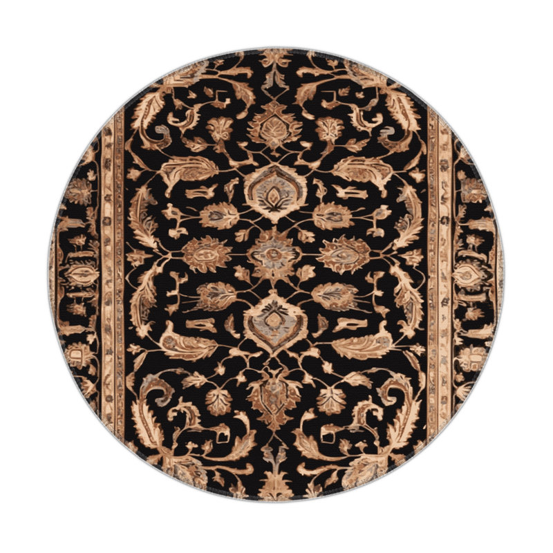 Tapis d'intérieur et d'extérieur brun Persian, Rond 5 pi