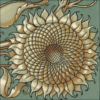 Sunflower Woodblock IV - Wrapped Canvas Painting