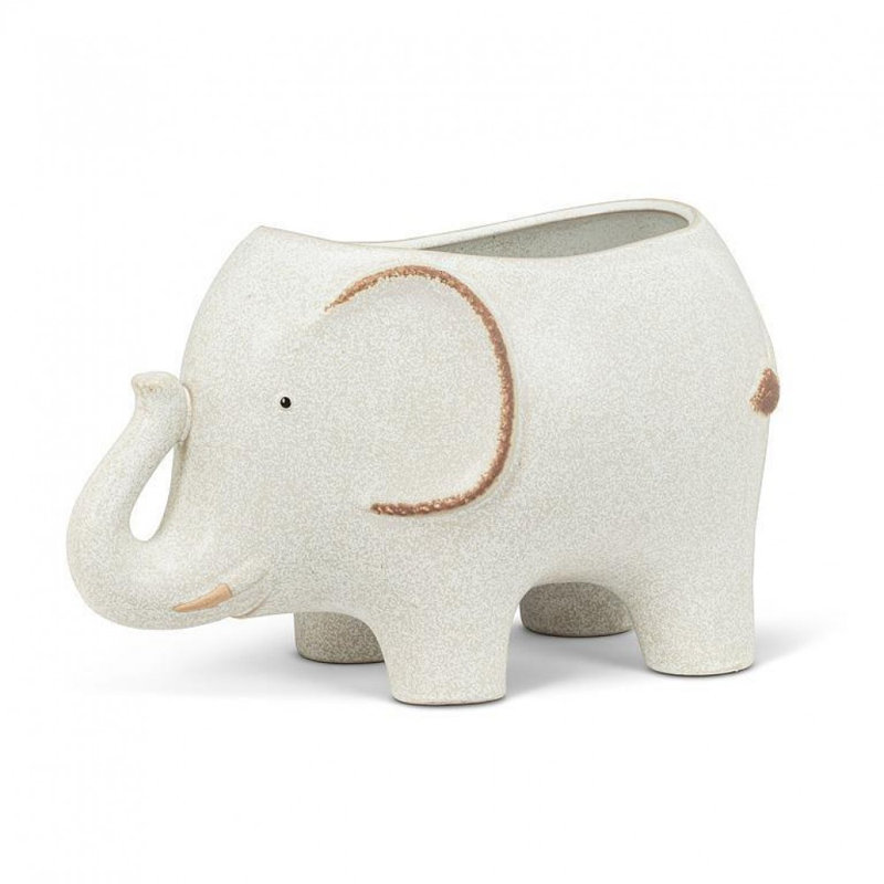 Grand pot à fleurs éléphant avec défenses