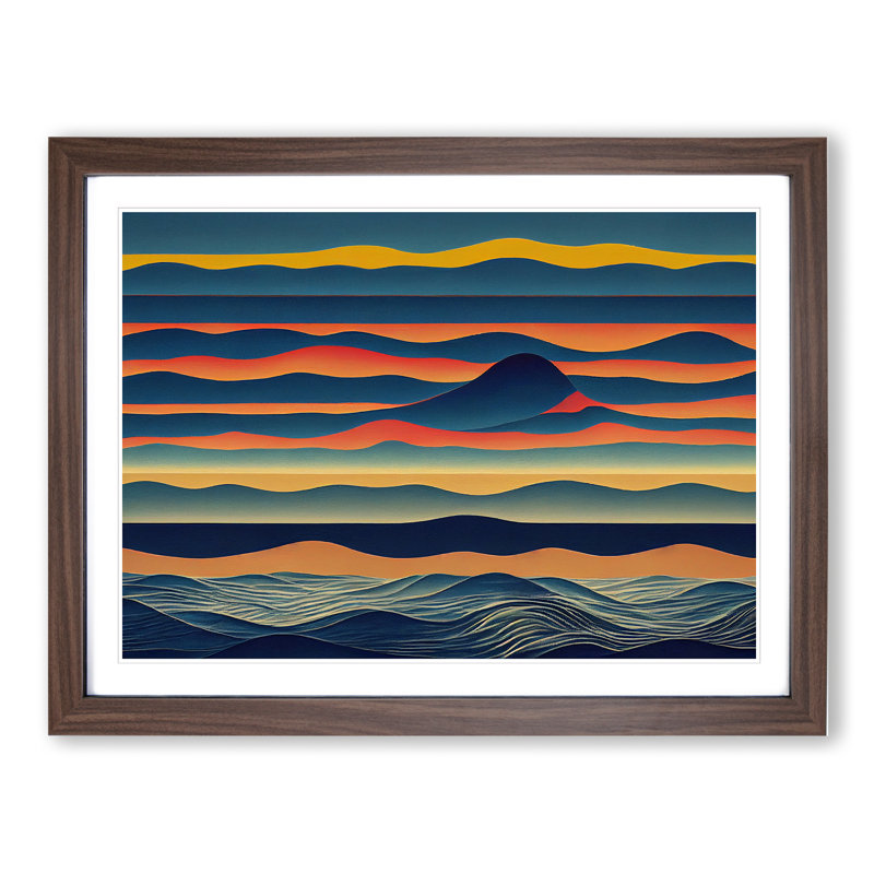 Abstract Mountains - Framed Print, 34cm H x 46cm W x 2cm D, Walnut