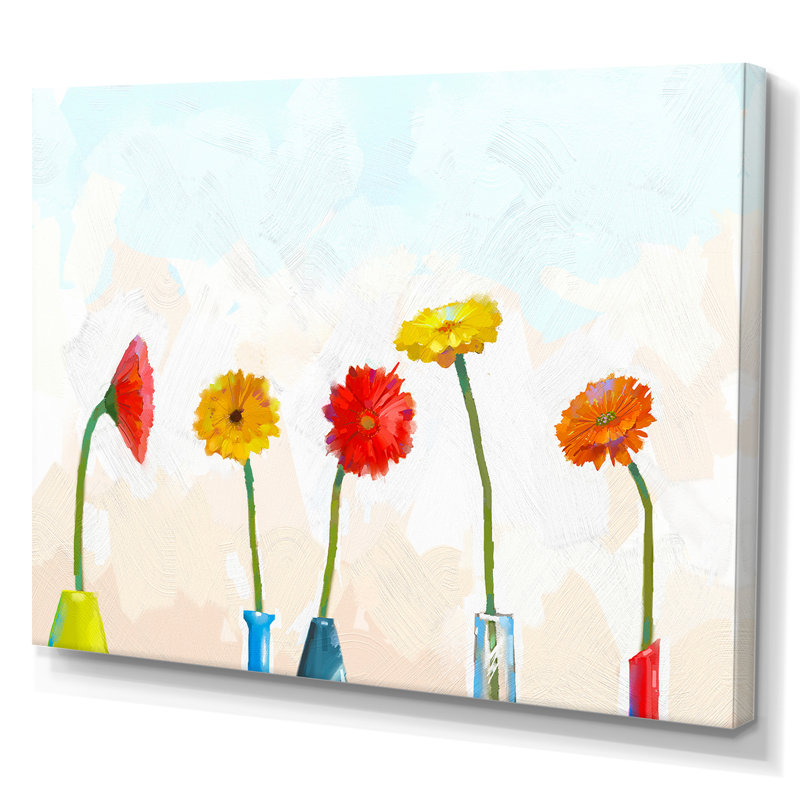 «Modern Gerbera Flowers Art», reproduction sur toile flottante, H 8 po x l 12 po x P 1 po, Toile tendue