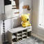 Banc de rangement, banc à chaussures, banc d'entrée avec coussin rembourré, tiroir et compartiments ouverts, banc avec rangement, banc à chaussures à 3 niveaux