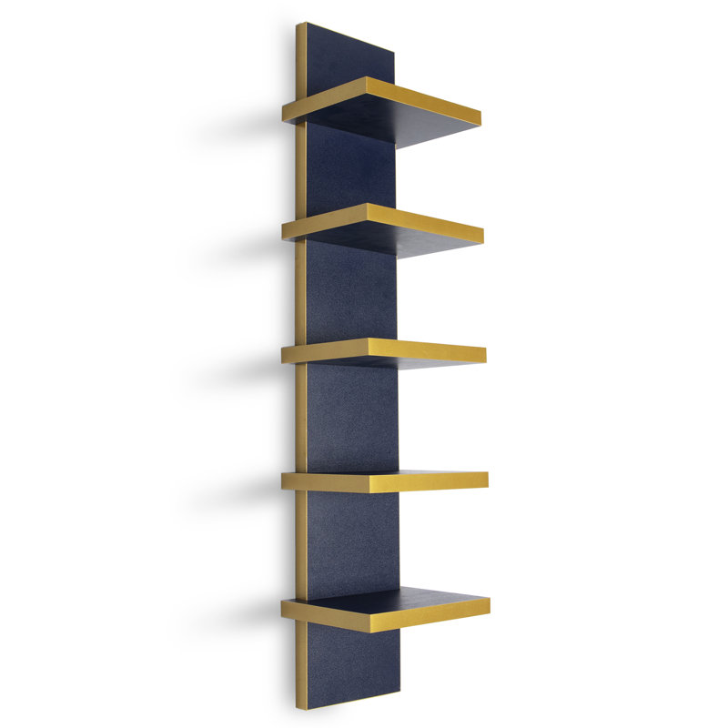 Pelicieux 5-Tier Solid Floating Wall Shelf, Navy