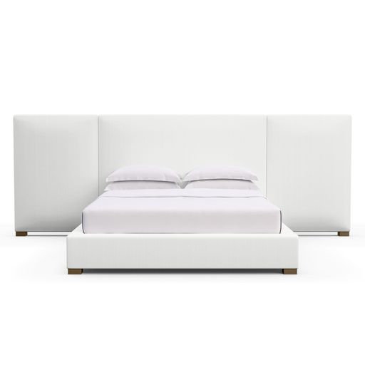 Upholstered Bed, Box Weave Linen Black Jack, Weathered, Twin
