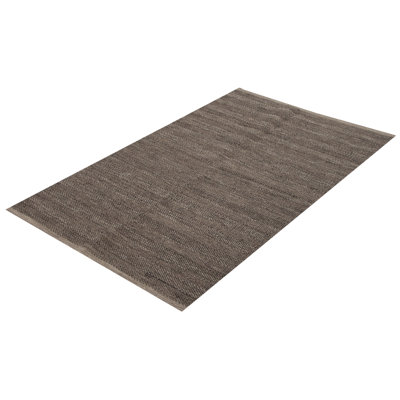 Tapis brun foncé en laine tissé à plat à la main Terrytown