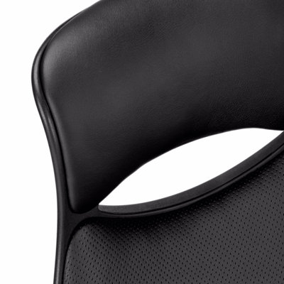 Office Chair, Adjustable Height, Swivel, Ergonomic, Armrests, Computer Desk, Work, Black Leather Look, Black Metal, Contemporary, Modern