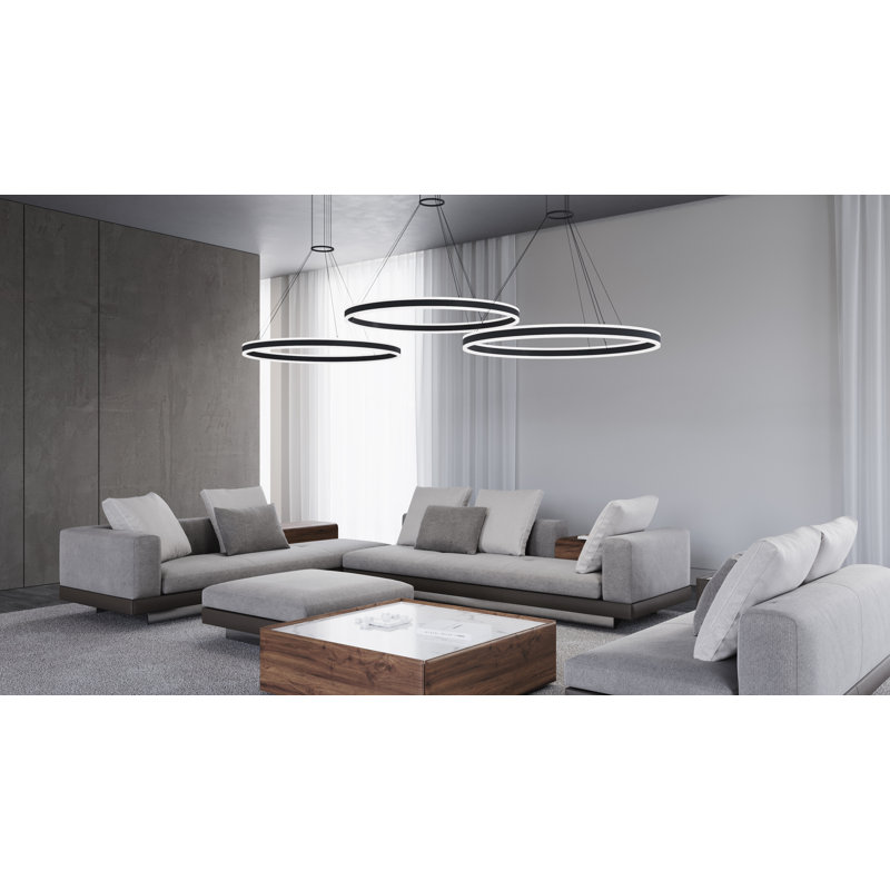 Double Corona 2 - Light LED Chandelier, Satin Black
