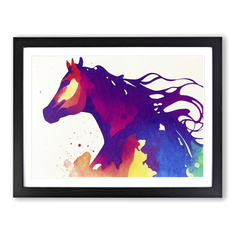XH1022-9569X Vibrant Horse Vol.1 Abstract - Single Picture Frame Print, Black, 46cm H x 64cm W x 2cm D