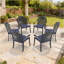 Chaise de patio en fonte d'aluminium 6 pièces avec cadre noir et coussins bleus-1174162225