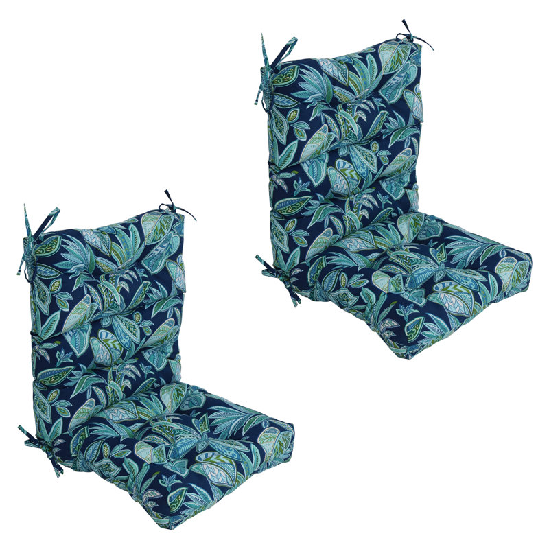 Coussins de chaise d'extérieur capitonnés (ensemble de 2), L 20 po x P 20 po, Bleu / floral marine Crestwood