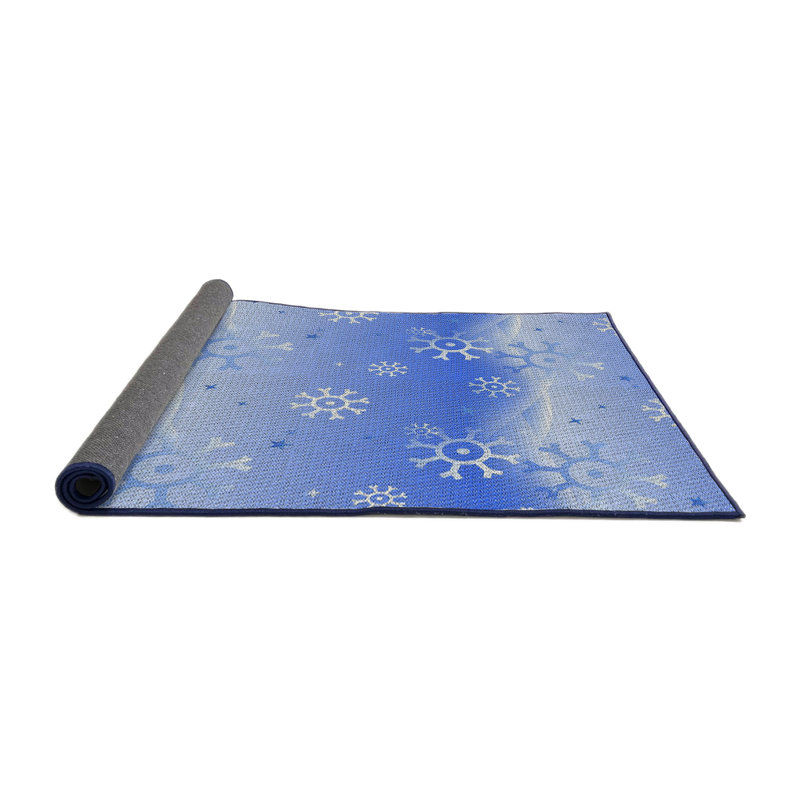 Tapis de zone bleue à motifs, Rond 4 pi