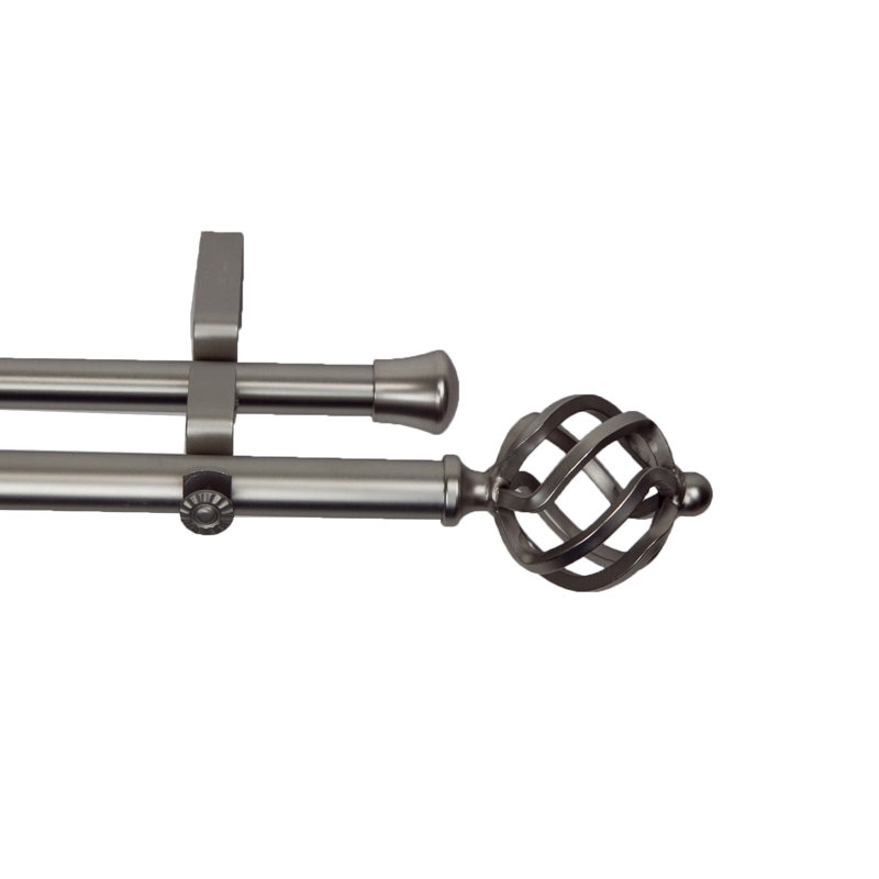 Tringle à rideaux double réglable 0,81 po Asuka, l 48 po à 84 po, Noir