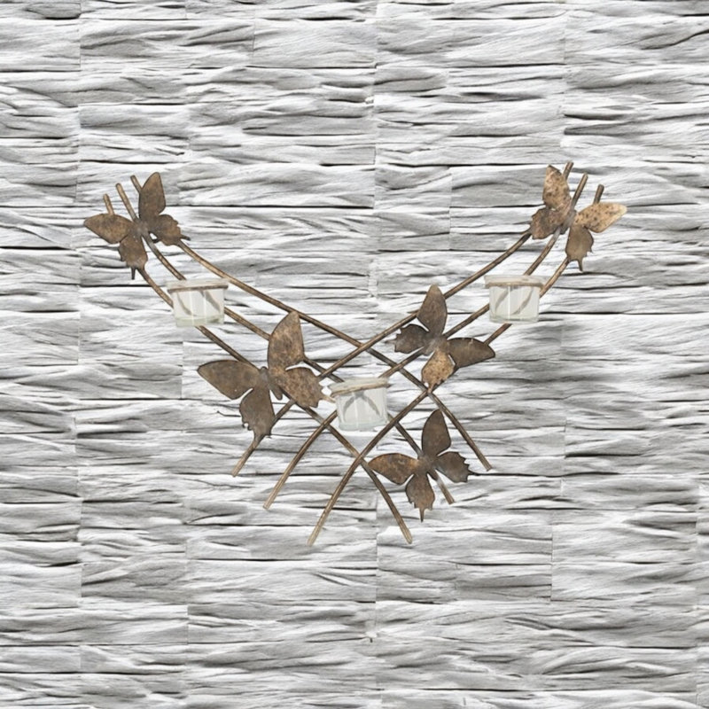 Metal Wall Wall Sconce, 3 Candles, 39 cm H x 55 cm W x 8 cm D