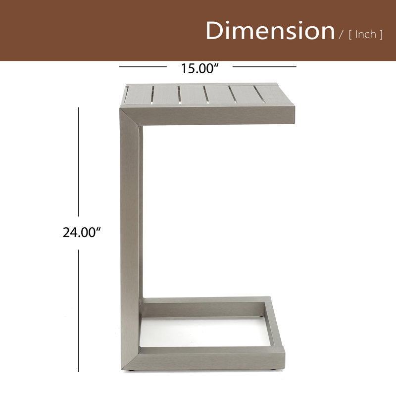 Coral Alu C-Shaped Table, Silver