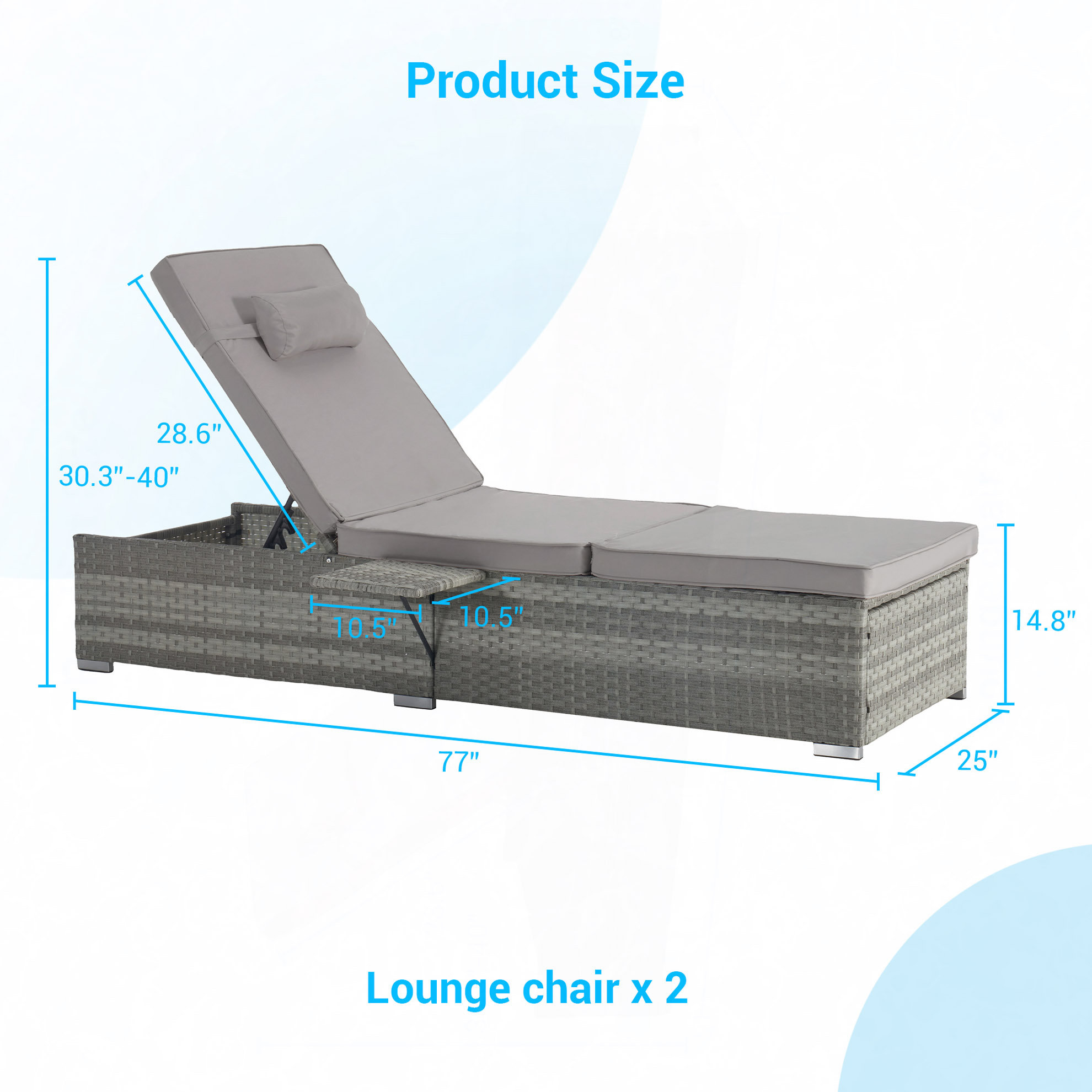 Latitude Run® Outdoor Chaise Lounge Chair Set Of 2 With Storage Patio ...