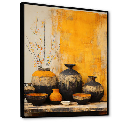 Artistique de la poterie jaune I - reproduction sur toile abstraite