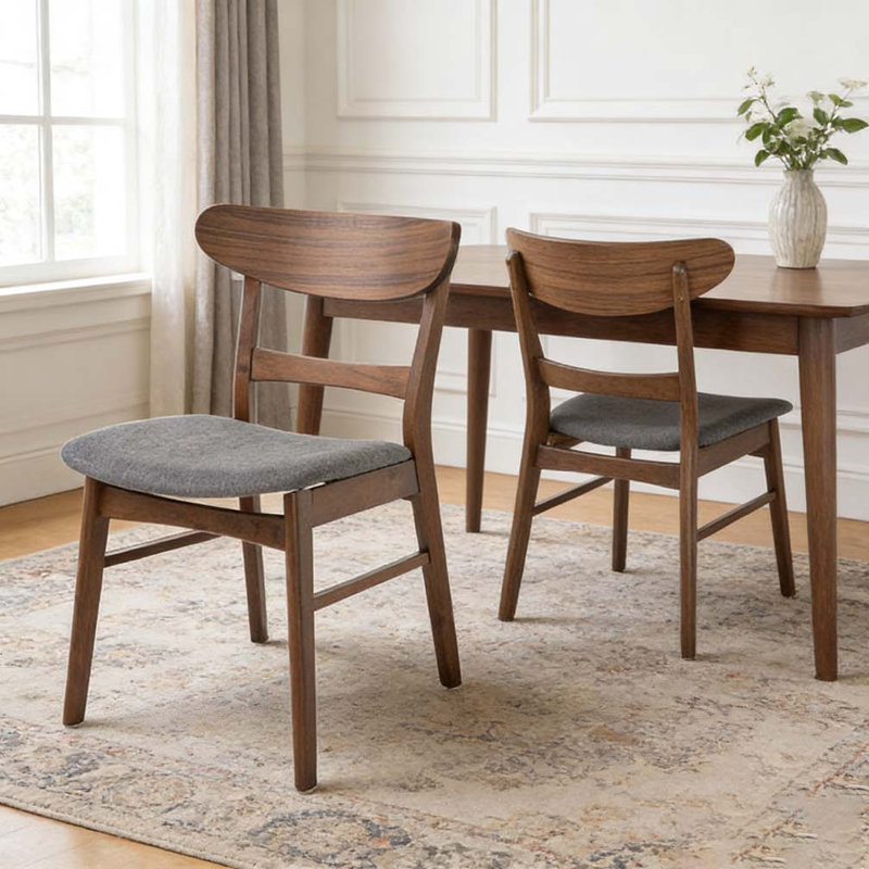 Chaise de salle à manger, GRIS FONCÉ + brun foncé