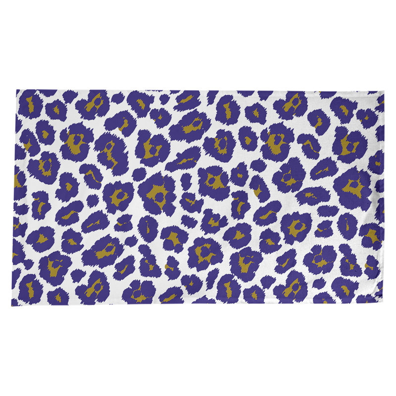 Nappe en mélange de coton à imprimé animalier, 102 po x 58 po, Blanc / Mauve / Jaune
