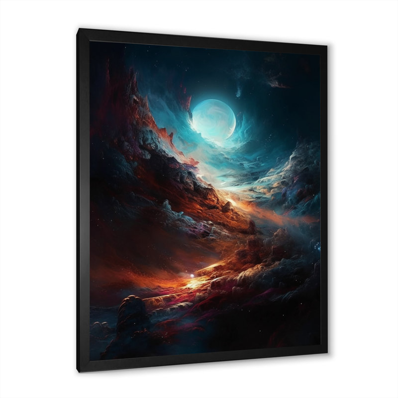 Imagine Space II sur toile, Cadre d'angle fermé noir, H 44 po x l 34 po x P 1,5 po