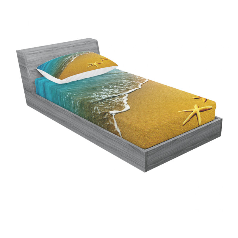 Ensemble de draps Tropical Island Beach Caribbean, Ensemble de draps pour lit simple avec drap-housse