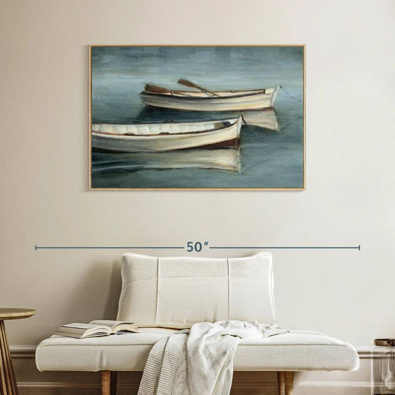 Petites eaux calmes I, Cadre flottant en bois naturel, 40 po x 27 po