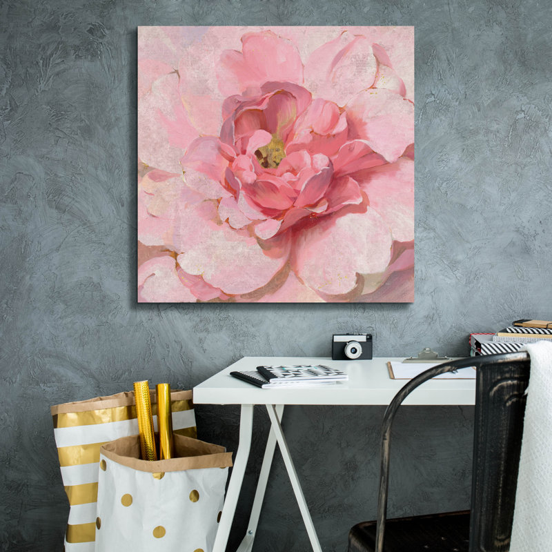 Art mural sur toile Red Barrel Studio «Blush Metallic Peony» par Danhui Nai, H 26 po x l 26 po
