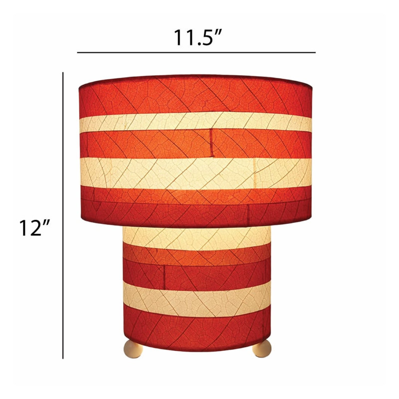  Lampe de table rayée rouge champignon, Rouge